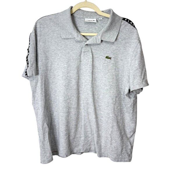 Lacoste Other - Lacoste Mens Lettered Band Cotton Polo Shirt Short Sleeve Gray Size XL